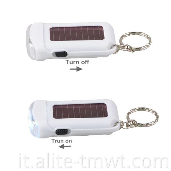 Torcia solare per portachiavi a LED personalizzata in plastica in plastica Mini PVC